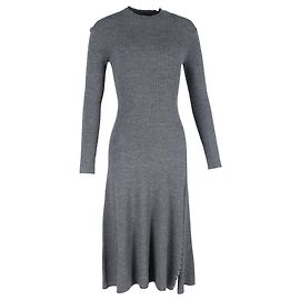 Abito midi a maglia a maniche lunghe Maje in acrilico grigio