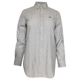 Camisa de manga larga a rayas con parche de logo Dsquared2 en algodón azul y blanco