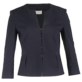  Boss by Hugo Boss Uncollared Buttoned Blazer in  Navy Blue Cotton