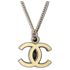 CC 05V Logo Ecru Smalto classico SHW Collana vintage scatola - Chanel