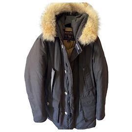 Woolrich Duck Down Parka with Fur Hood Dark Grey