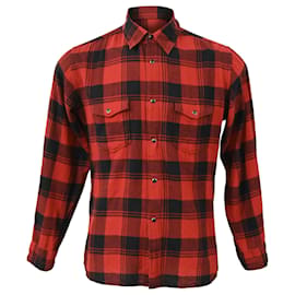 Camicia a quadri Saint Laurent in cotone rosso