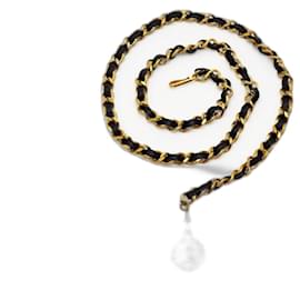 Chanel Vintage Unisex Lederkette Gürtel in Schwarz und Gold