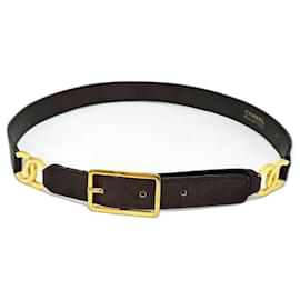 Chanel Double CC 24K vergoldeter Ledergürtel