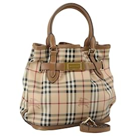 Borsa Tote Burberry Nova Check in pelle PVC 2 vie beige Auth 109937