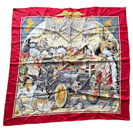 Pañuelo de seda Hermès 1865 Concurso de elegancia Limusina de viaje Rojo