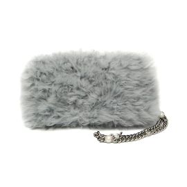 Borsa a spalla in pelle grigia Miu Miu