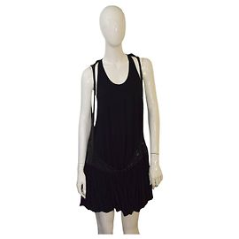 Autre Marque Chloe Schwarzes Mini-Kleid aus Seide und Viskose mit Swarovski Kristallen