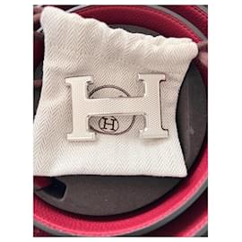 Hermès Doppelseitiger Ledergürtel Schwarz Bordeaux
