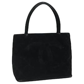 CHANEL Matelassierte Standard Tote Tasche Velours Schwarz CC Auth yk16770