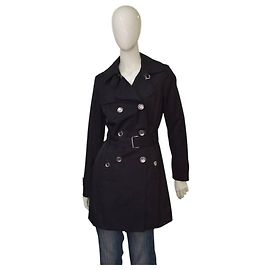 Abrigo trench negro con cinturón y doble botonadura Michael Michael Kors talla S