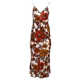 Autre Marque Vestido midi con estampado floral Corinna en seda marrón Dodo Bar Or