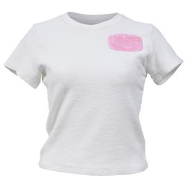 Camiseta de algodón blanco con logo aplicado en jabón Alexander Wang