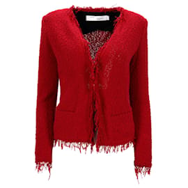 Chaqueta deshilachada IRO en tweed de algodón rojo - Iro