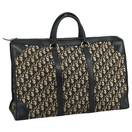 Borsa Boston in tela Trotter Christian Dior blu Auth 111760