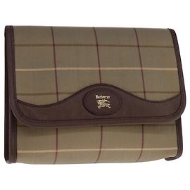 Autre Marque Borsa a mano in tela e pelle Burberrys Nova Check beige marrone oro Auth bs21957