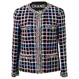 Chaqueta de noche de tweed impresa Chanel 2022 en algodón multicolor