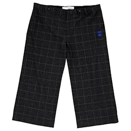 Pantaloni a gamba larga a scacchi Off-White in lana nera - Off White
