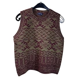Soeur Virgo Ärmellose Weste Jacquard Wollmischung Pflaume Khaki