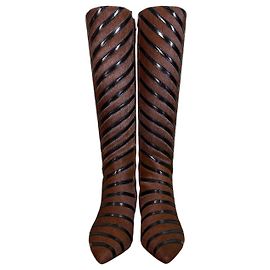 Botas Sonia Rykiel de tacón kitten a rayas de pelo de poni