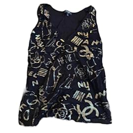 Chanel Graffiti Logo Baumwollshirt Schwarz