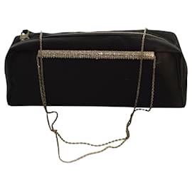 Gianni Versace Black Satin Crystal Chain Shoulder Bag