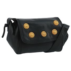 LOEWE Schultertasche aus schwarzem Leder Auth ar13208