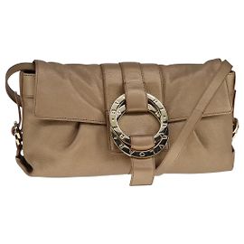 Bulgari Borsa a spalla BVLGARI Chandra in pelle bronzo Auth am7552