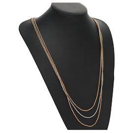 Colar Triplo Twist Christian Dior em metal dourado Auth am7605