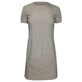 Vestido Mini de Cuadros Theory en Viscosa Beige