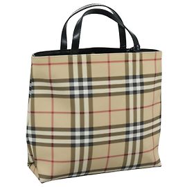 Borsa a mano in PVC beige con motivo Nova Check di BURBERRY Auth 111433