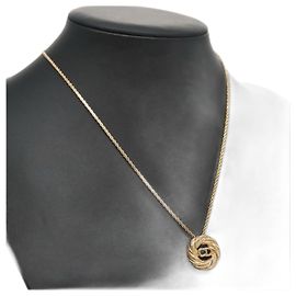 Collana Christian Dior metallo oro Auth FF6330