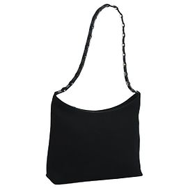 Sac à épaule Salvatore Ferragamo en toile noire Auth bs21726