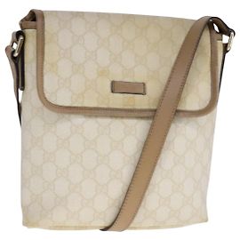Gucci Bolsa de Ombro GG Supreme PVC Bege Ouro 223666 Auth 108900