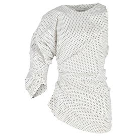 Autre Marque Blusa de una manga Polja con puntos fruncida en algodón blanco de Christopher Esber