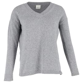 Anine Bing V-Ausschnitt Pullover aus grauer Wolle