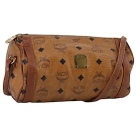 Borsa a spalla MCM Vicetos Logogram in pelle PVC marrone Auth ki5337
