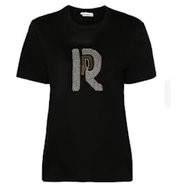 Camiseta Paco Rabanne Negra de Algodón con Logo Dorado