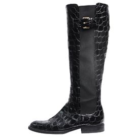 Emporio Armani Stivali Chelsea neri effetto coccodrillo al ginocchio - taglia EU 37
