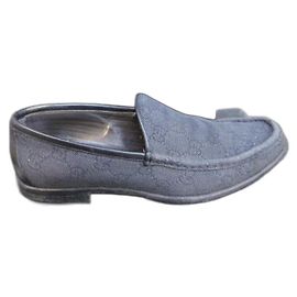 Gucci Mokassins Schwarz Logo Canvas und Leder 38