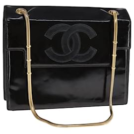 Borsa a Spalla CHANEL Smalto Nero Oro CC Auth 110814