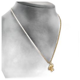 Collana Christian Dior metallo oro Auth FF5523