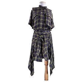 Vestido camisa Diesel estampado tartán viscosa y lana Talla M