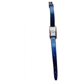 Autre Marque Rodania Armbanduhr Vergoldet Blaues Krokodilleder