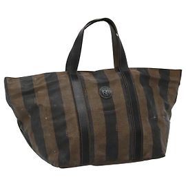 Borsa a mano in tela Pecan FENDI in tela rivestita marrone Auth ti2732
