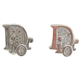 Silberne Creolenohrringe mit Christian Dior Logo aus Strass