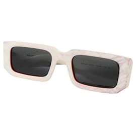 Gafas de sol rectangulares Prada White Orange Logo PR06YS 17M5S0