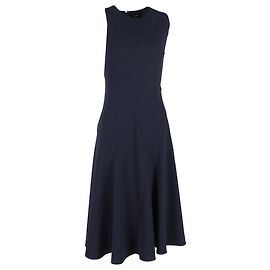 Vestido midi sin mangas con costura curva en poliéster azul marino Theory