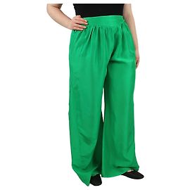 Forte Forte Green silk wide-leg trousers - size UK 14