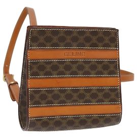Céline Zaino in tela Macadam CELINE in pelle PVC marrone Auth 110876
